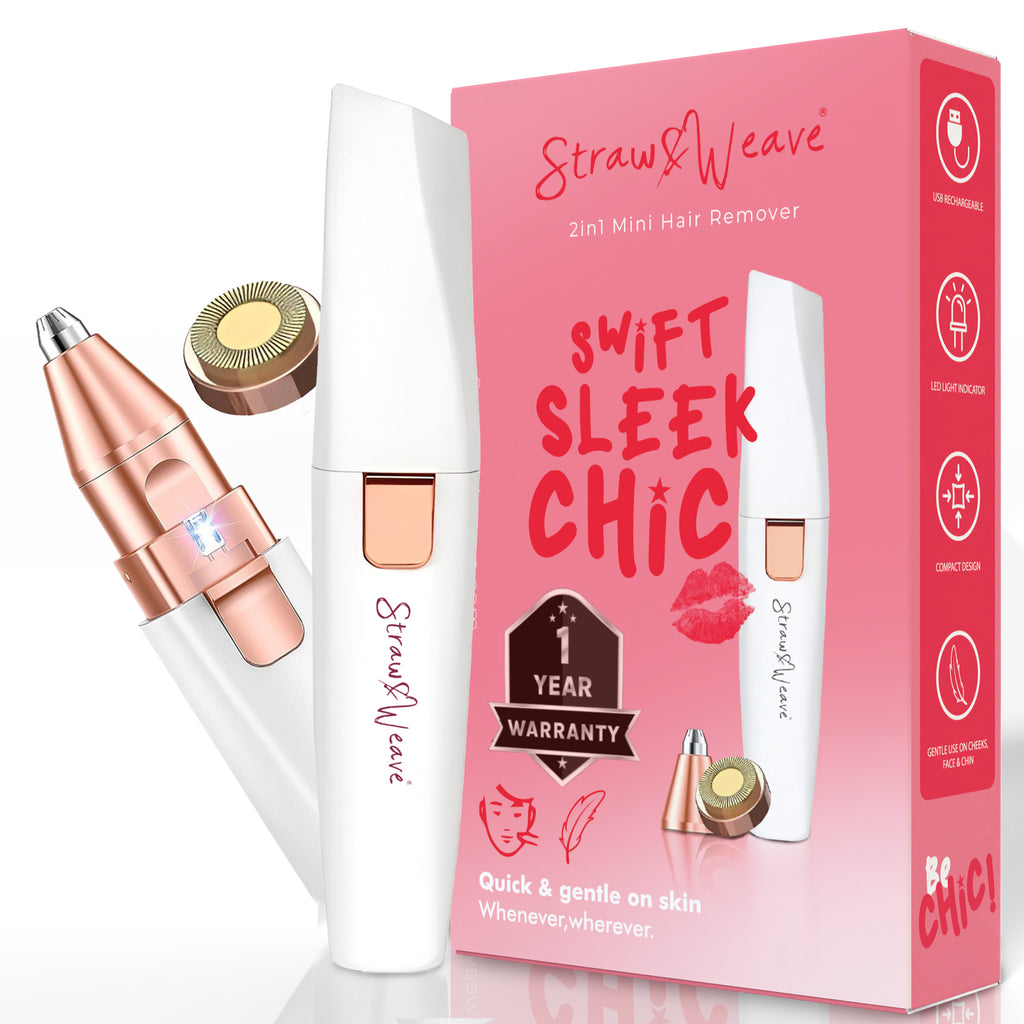 Facial Hair Removal Machine | Eyebrow Trimmer & Epilator | Trimmer For Women Private Part | 2 In 1 Trimmer 400 mAh Battery 1 Year Warranty | Painless Hair Removal Machine | Nose Hairs Remover