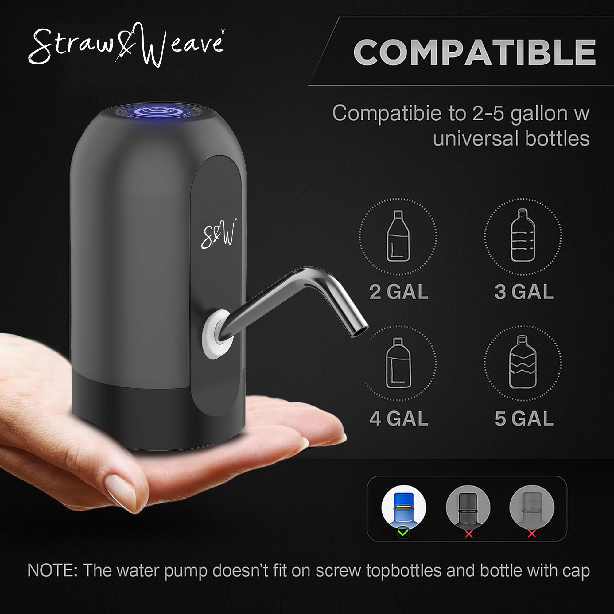Automatic Water Dispenser Pump for 20 Litre Bottle | Big Battery - Portable C Type USB Rechargeable Water Pump Dispenser for Home, Office | 1 Year Warranty