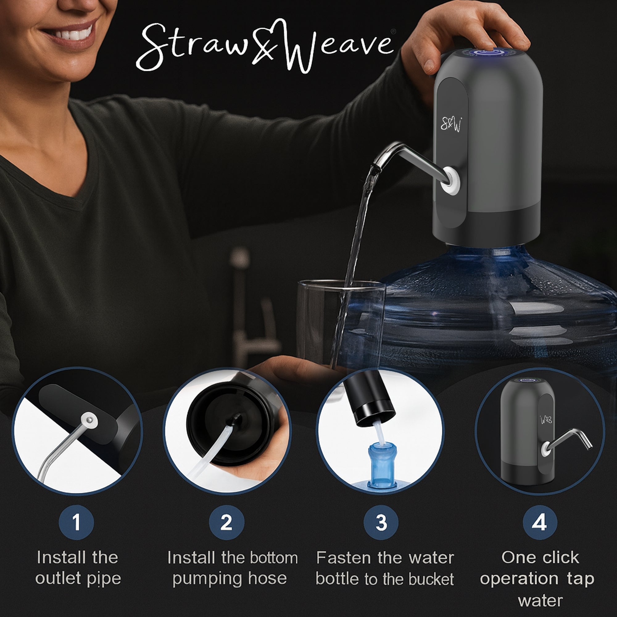 Automatic Water Dispenser Pump for 20 Litre Bottle | Big Battery - Portable C Type USB Rechargeable Water Pump Dispenser for Home, Office | 1 Year Warranty