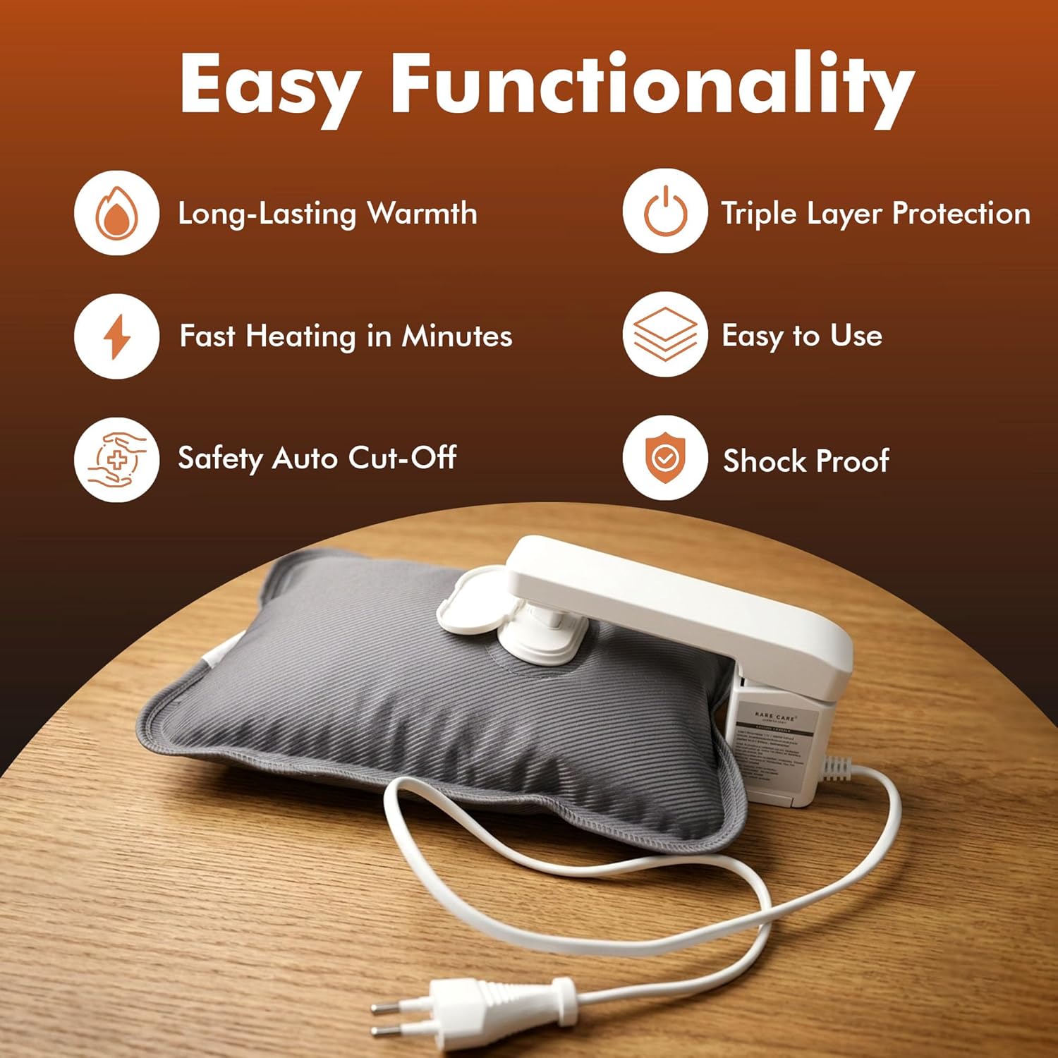 Electric Hot Water Bag For Pain Relief With Velvet Sleeve Heating Pad | 1 Year Warranty | Electric Heating Pad with 6 Layer Cover | Fast Gel Hot Bag