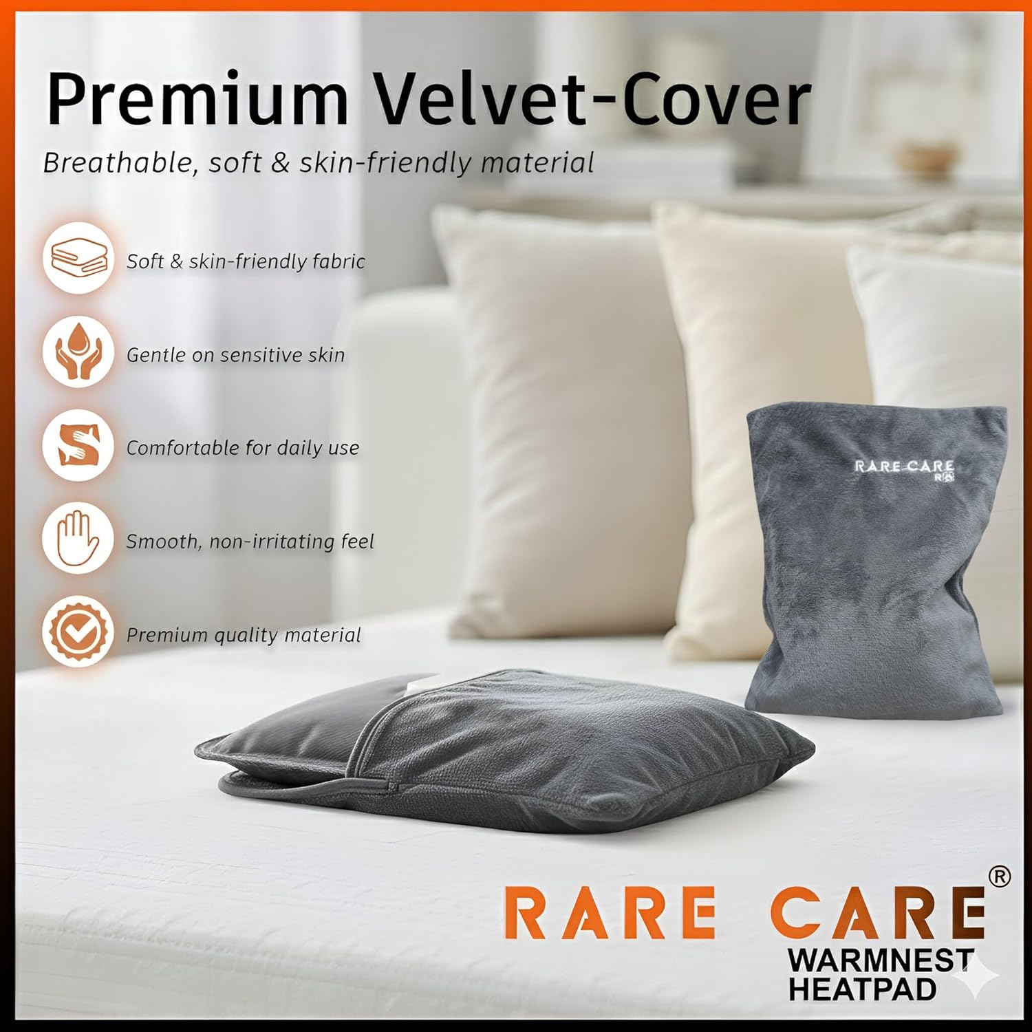 Electric Hot Water Bag For Pain Relief With Velvet Sleeve Heating Pad | 1 Year Warranty | Electric Heating Pad with 6 Layer Cover | Fast Gel Hot Bag