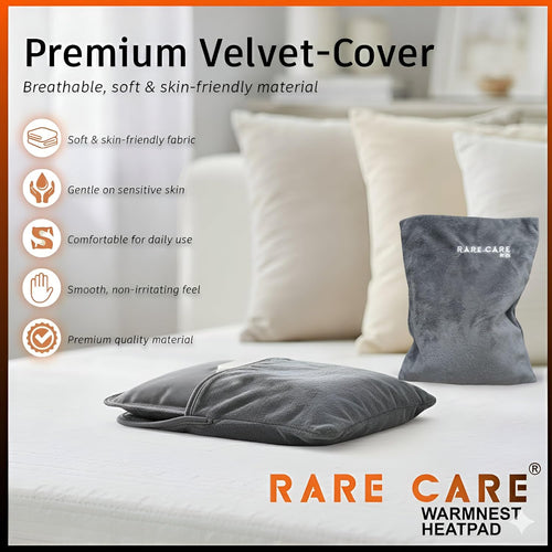RARECARE Electric Hot Water Bag For Pain Relief With Velvet Sleeve Heating Pad | 1 Year Warranty | Electric Heating Pad with 6 Layer Cover | Fast Gel Hot Bag