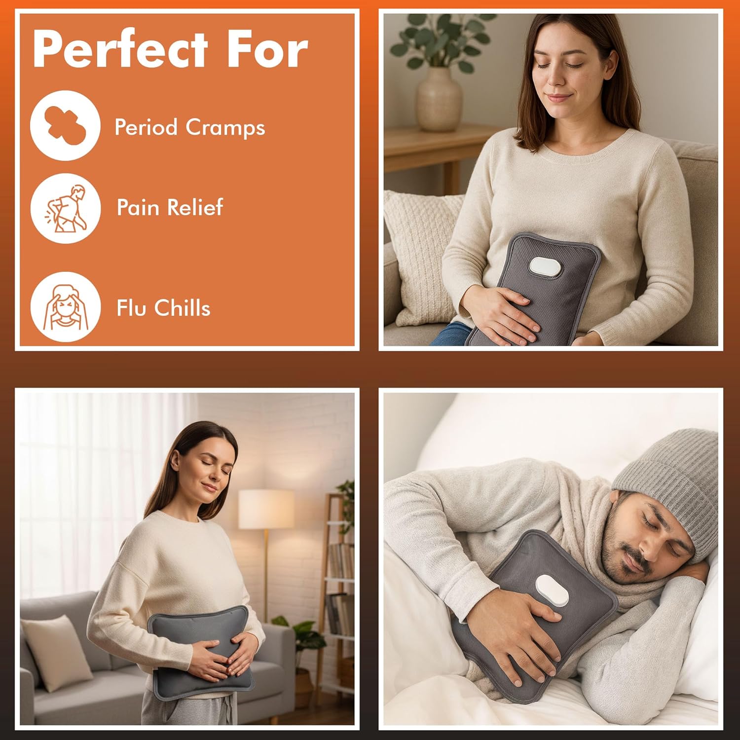 Electric Hot Water Bag For Pain Relief With Velvet Sleeve Heating Pad | 1 Year Warranty | Electric Heating Pad with 6 Layer Cover | Fast Gel Hot Bag