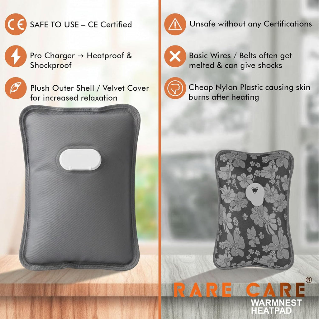 Electric Hot Water Bag For Pain Relief With Velvet Sleeve Heating Pad | 1 Year Warranty | Electric Heating Pad with 6 Layer Cover | Fast Gel Hot Bag
