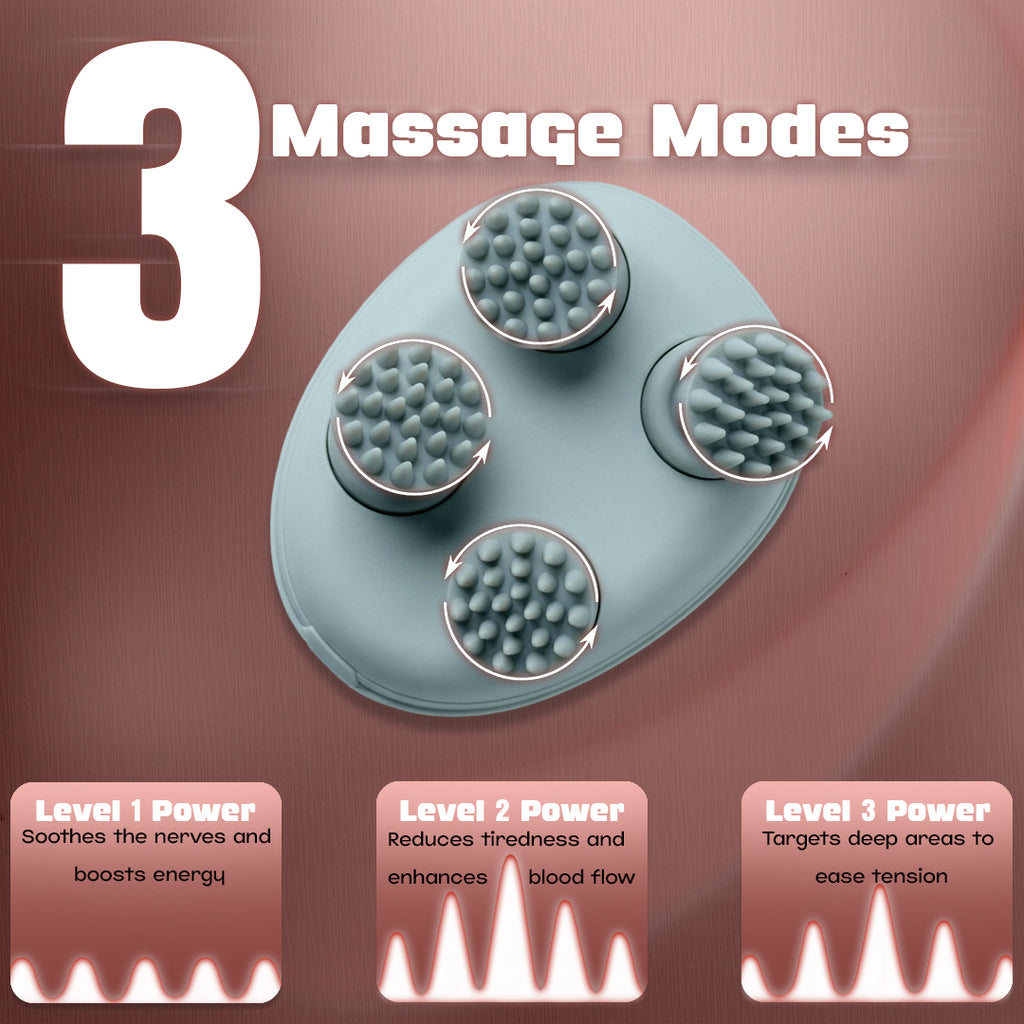 RARECARE Premium Head Massager For Scalp PRO-MATTE | Rechargeable Electric Scalp Massager For Hair Growth | 96 Silicon Kneading Points With Detachable Heads | 1 YEAR WARRANTY | (PRO-MATTE)