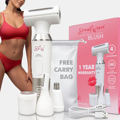 4-in-1 Trimmer for Woman | Facial Hair Removal Machine | LED Display & Free Carry Bag | Bikini Trimmer for Woman | 90 mins runtime | C type charging | Portable, quick, gentle & painless