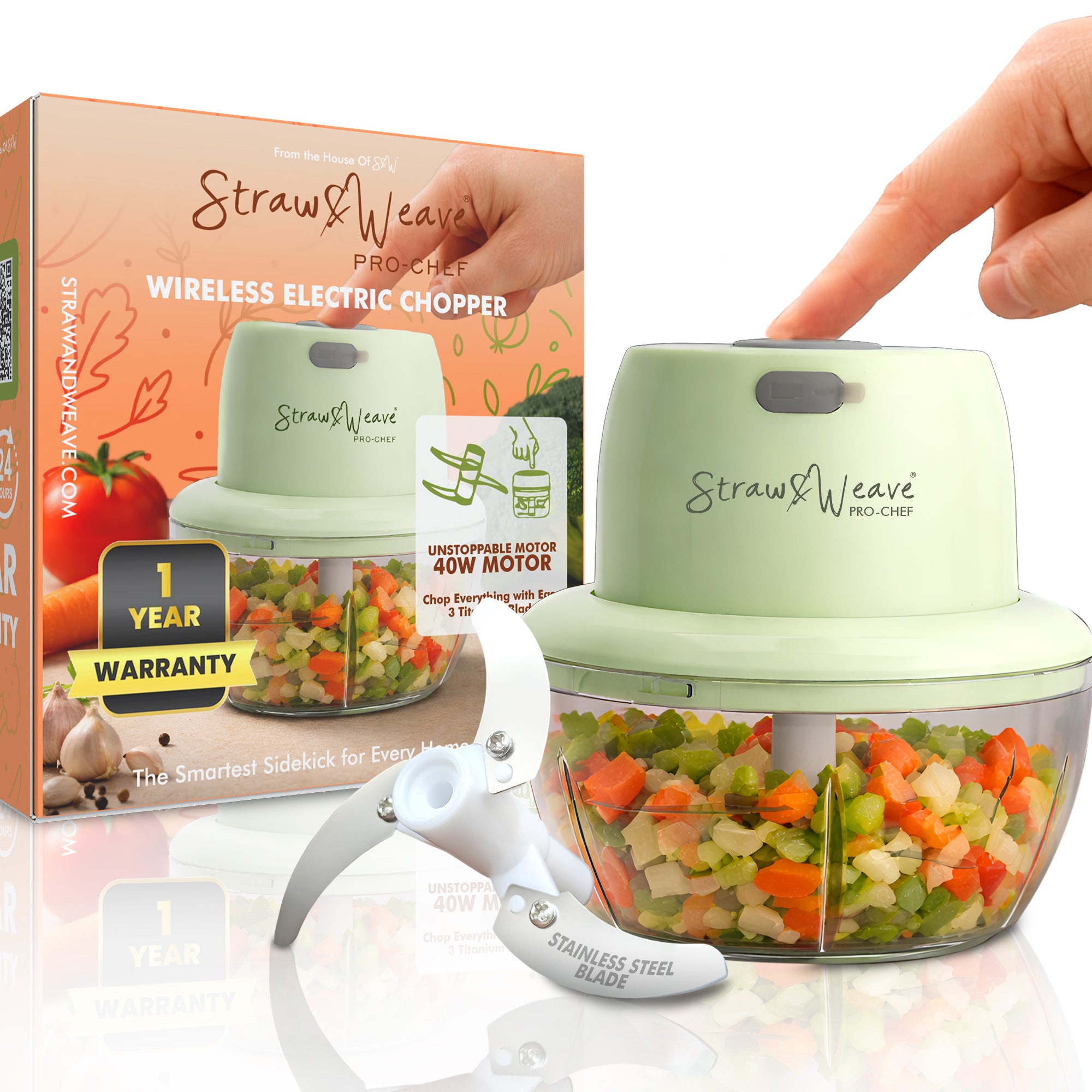 Mini Kitchen Choppers 500 ML & Chopper For Kitchen Use | 1 Year Warranty | Food Grade Jar | Vegetable Chopper For Kitchen for Mincing Garlic, Ginger, Onion, Vegetable | Unstoppable Motor | 40W