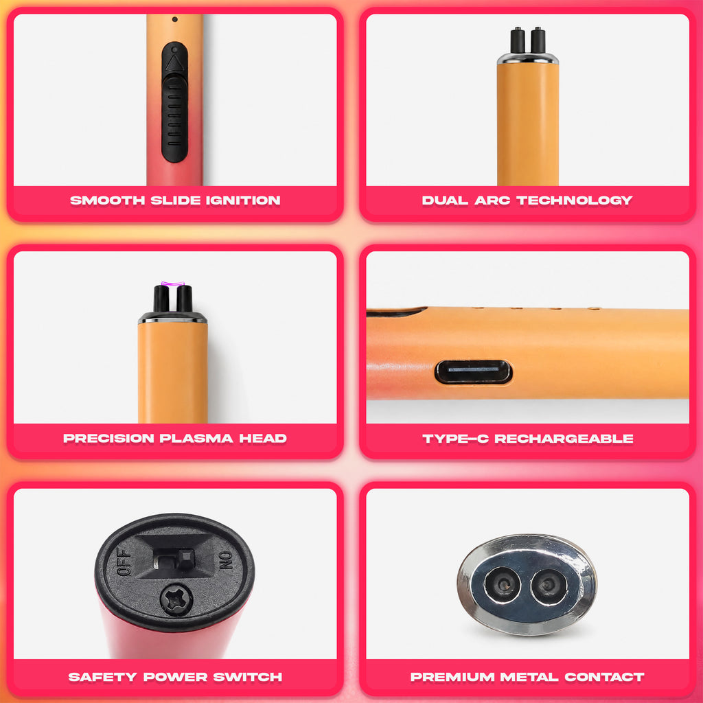 Straw&Weave Premium Rechargeable Electric Gas Lighter for Kitchen, Lighter for Gas Stove, Candles, Pooja, 1 Year Warranty, C-Type USB, Kitchen Tools, Multi Purpose, Slider & Windproof
