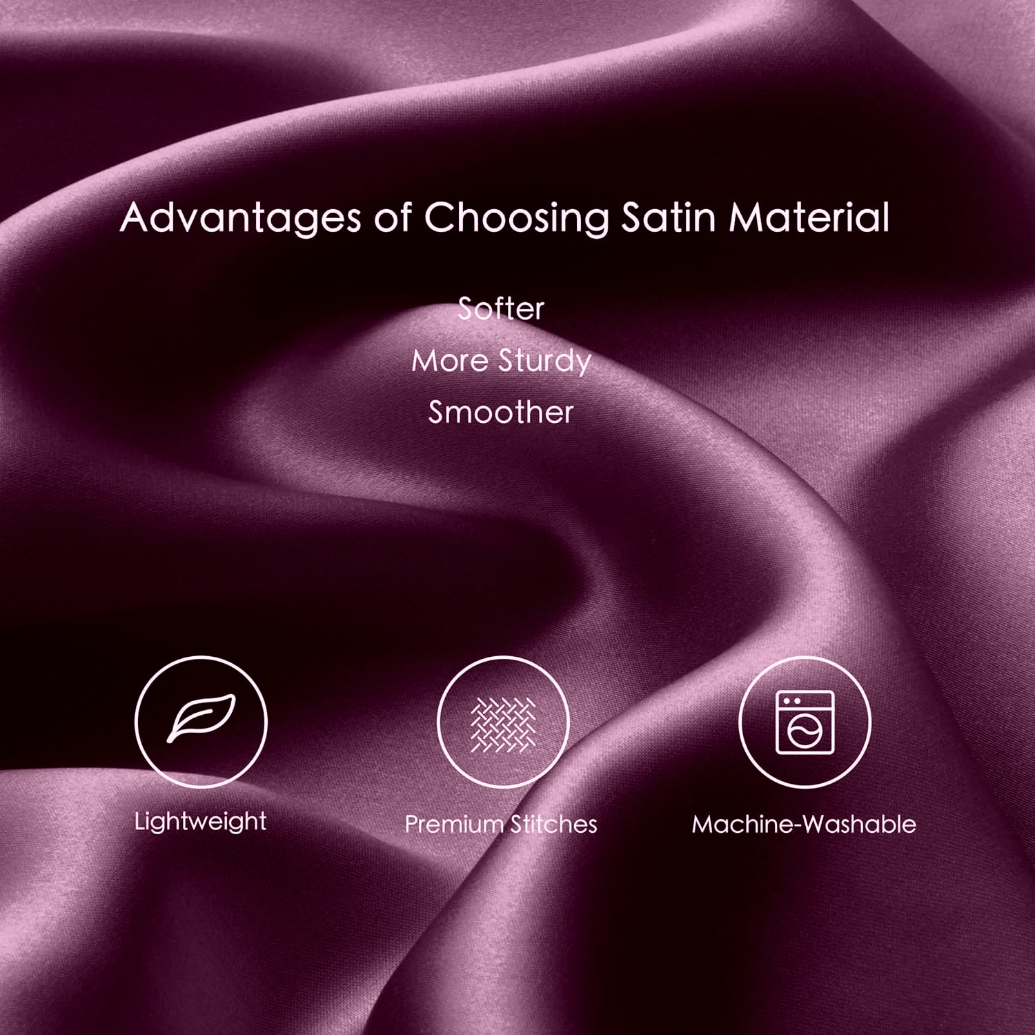 STRAW&WEAVE Solid 600 TC Satin Pillow Cover for Hair & Skin 3 Months Warranty with 2 Silk Pillow Cover & 3 Satin Scrunchies